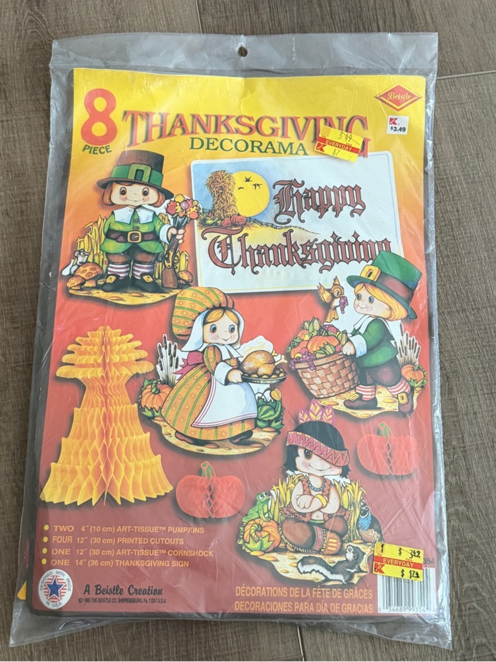 Vintage Beistle Thanksgiving Decorama 8 Piece Set Paper Tissue 1979 1995 NOS New